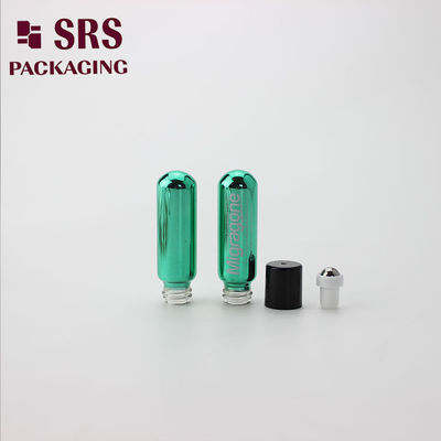 Buy Perfume Sample Metallic Green Roll On Bottle 4ml With Black Cap Steel Roller Ball online manufacture