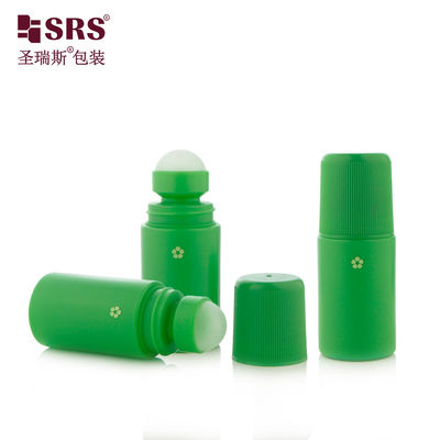 Buy RPPC Wooden Green Colored 50% PCR Roll On Bottle 60ml For Women Antiperspirant online manufacture