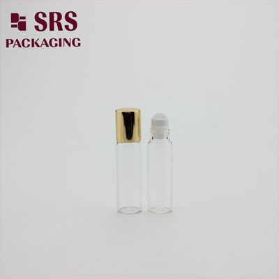 Buy SRS 5ml clear color glass roller ball bottle with gold aluminum cap online manufacture