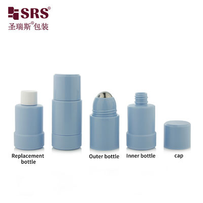 Buy Custom Round Twist Up Blue Deodorant Roll On Bottle 50ml 75ml online manufacture
