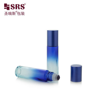 Buy BLPM-10ml 100% No Leakage Thick Wall Mould Dark Blue Glass Roller Bottle With Gemstone Ball For Serum Cosmetic Packaging online manufacture