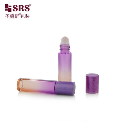 Buy BLPM-10ml Cute Purple Glass Roller Bottles Cylindrical Round 21MM Diameter Vial With Aluminum Cap For Perfume  Oils online manufacture