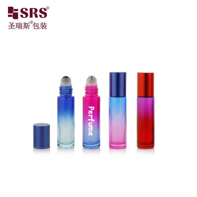 Buy BLPM-10ml Empty Round Cylinder Gradient colorful Stainless Steel Roller Ball Perfume 10ml Roll On Bottle for Cosmetic Oil Application online manufacture