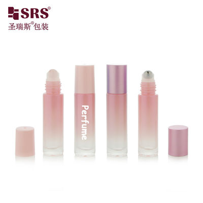 Buy BLPM-10ml Pink Empty Roller Ball Vial Container In Cylindrical Round Shape For Perfume Oil Cosmetic bottle with rose quartz Roller Ball online manufacture