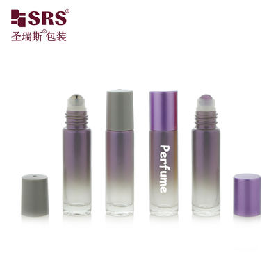 Buy BLPM-10ml Round Shape Empty Gradient Smoke Purple Custom Color Glass Vial Roller Bottle With Steel Rolling Ball For Cosmetic Perfume Oil online manufacture