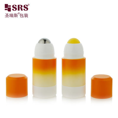Buy RPPE(P)-50ML Empty Gradient Orange White Custom Design Roll On Bottle Manufactured With Logo Printing Yellow Hollow Ball For Applying Soothin Gel online manufacture