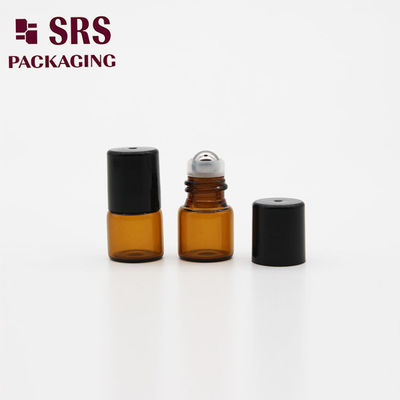 Buy SRS empty 2ml amber glass roller ball bottle with black plastic cap online manufacture