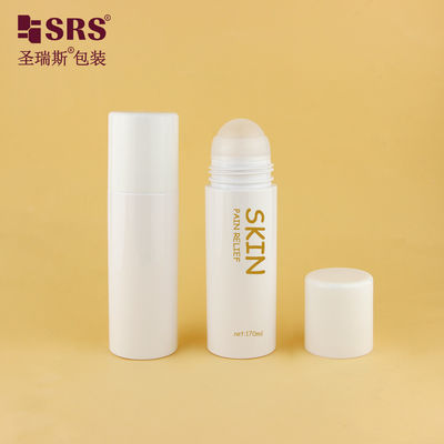 Buy PET43-170ML Recyclable White PET PCR Plasitc Bottle With Metal Roller Ball For Pain Relief online manufacture