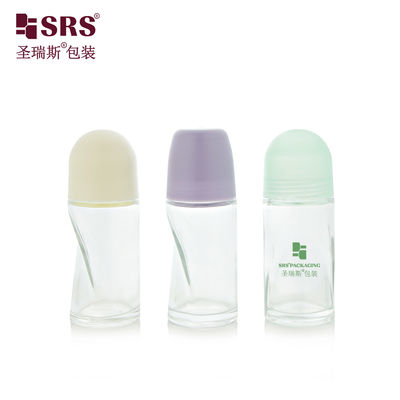 Buy BLPG-B-50ml Empty round Clear glass personal care roll bottle vial container with pP massage ball online manufacture