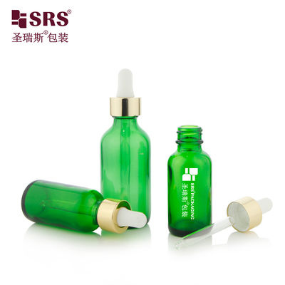 Buy Luxury Collar 1oz 2oz Green Glass Dropper Bottle for Essential Oil online manufacture