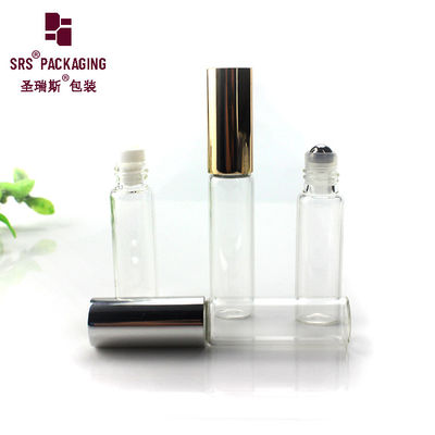 Buy Empty cosmetic glass round clear color perfume roll on bottle 5 ml online manufacture