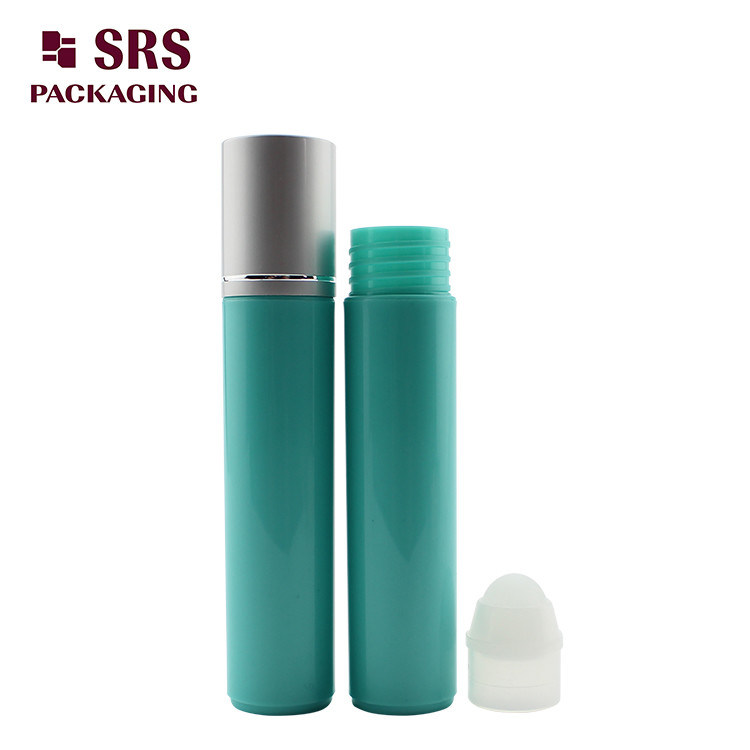 SRS high quality cosmetic green color 35ml plastic roller ball bottle
