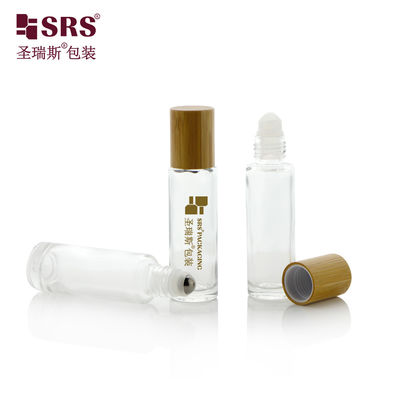 15ml Wall Glass Roll on Bottle Set With Bamboo Cap For Essential Oils
