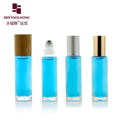 Leak Proof Glass Bamboo Roll On Bottle 15ml Capacity Customizable Color Logo Anti Acne Skincare Roll On