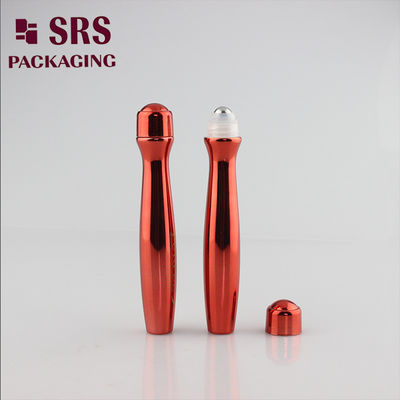SRS8447-15ML Fancy Shiny Red Empty Plastic Roll On Bottle With Printing