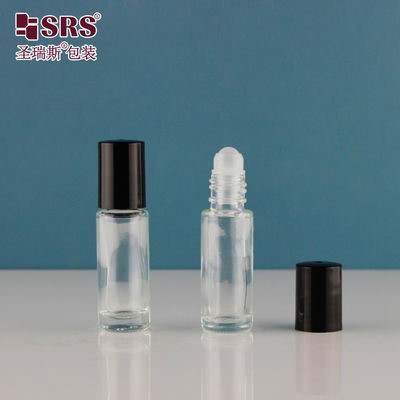 4ml 5ml 8ml 10ml Black Solid Colored Screw Cap Wall Glass Roll On Bottle PP Ball Perfume Oil
