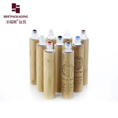 BG(GEM)-10ML Empty Oraganic Bamboo Container For Herbal Extracts With White PE Insert Housing With Jade Gemstone Ball