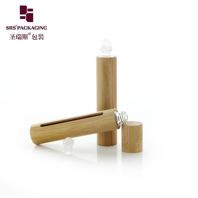 BG(G)-10ML Empty Bamboo Roller Bottle Real Wood Bamboo Material For Essential Oil With Window Glass Applicator Ball