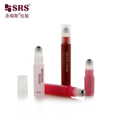 RPPH-8ML Red Injection Glossy Custom Design PP Plastic Container With Cap Stainelss Steel Ball Roll On For CosmeticSerum