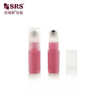 RPPH-3ML Watermelon Pink Colored Mini Sized Sample Test Bottles With Metal Roller Ball Slim Cap For Travel Size Perfume