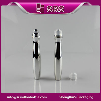 SRS packaging plastic 15ml silver color PETG roll on bottle with steel ball