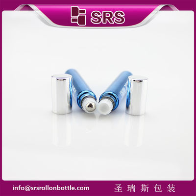 SRS 10ml blue color glass roll on bottle with silver aluminum cap