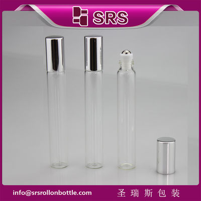 SRS 10ml clear color glass roller ball bottle with silver aluminum cap