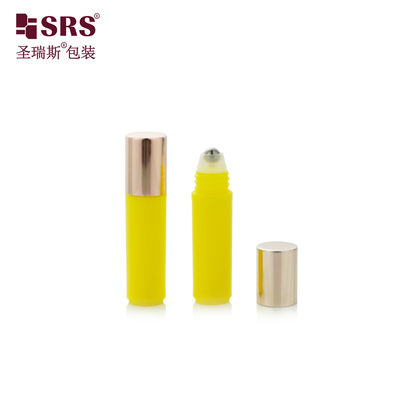 RPA(S)-2ML Shiny Bright Yellow Round Perfume Roller Bottle With Rose Gold Cap