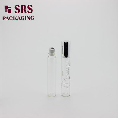 SRS empty 8ml clear color glass roll on bottle with aluminum cap