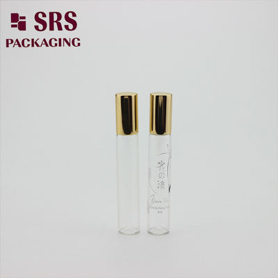 SRS empty 8ml clear glass perfume roll on bottle with gold aluminum cap