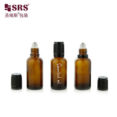 BLPF-30ML Empty Amber Glass Roller Bottles UV Proof With Child Resistant Cap
