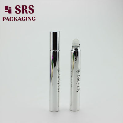 SRS empty 15ml silver glass roller ball bottle with silver aluminum cap