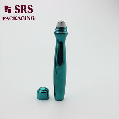 SRS packaging empty plastic eye cream green color 15ml roller ball bottle