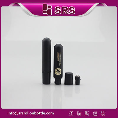 SRS luxury empty 10ml matte black glass roll on bottle for perfume