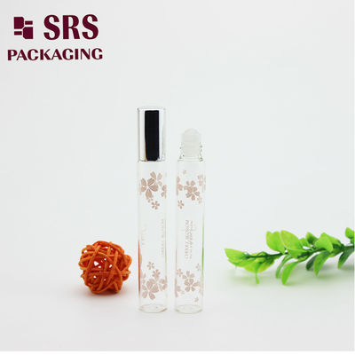 SRS 10ml transparent color perfume glass roll on bottle with glass ball
