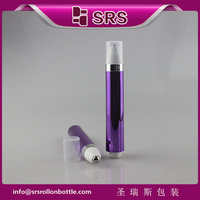 SRS 15ml empty purple color eye cream airless press roll on bottle
