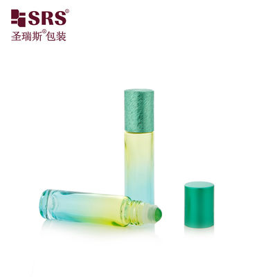 BLPM-10ml Aqua Green Gradient Industrial Glass Perfume Vial Container With Roller Ball For Personal Care Skincare Essence