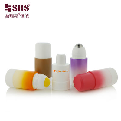 PP PCR Plastic Refillable Roll On Perfume Bottle 50ml 75ml Eco Friendly Cylinder Round Design for Personal Care