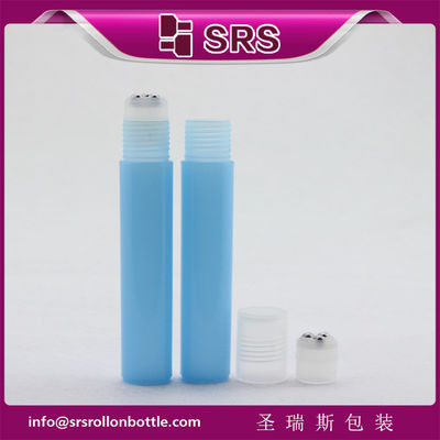 Cosmetic empty 15ml plastic perfume roll on bottle with three steel ball