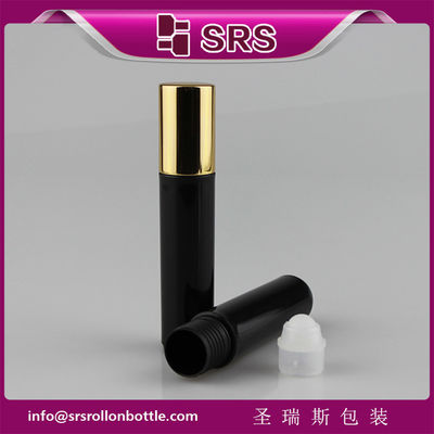 SRS high good plastic black color 10ml perfume bottle with plastic roller ball