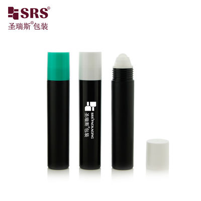 Frosted Surface 20ml Empty Eco Friendly Plastic Roller Ball Bottles With Screw-on Closure And Green Cap For Cosmetic