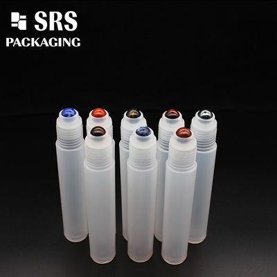 SRS empty cosmetic 15ml plastic bottle with colored roller ball