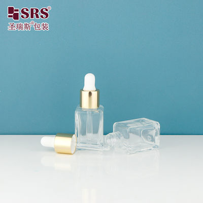 D1877-10ml Custom Color And Branding Options Empty Dropper Bottle With Glossy Gold Shoulder White Silicone Bulb Head  For Bulk Orders For Serum Packaging