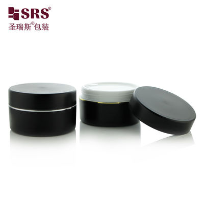 SRSJK-100g Eco Friendly Cosmetic Packaging Solutions Men Cosmetic Black 100g Cream Jar In Plastic For Body Scrubs