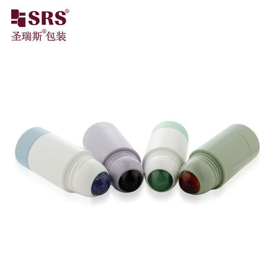 RPPE 50ml Refillable Primary Roll On Bottle Package For Containing antiperspirant Applicator With Natural Stone Ball