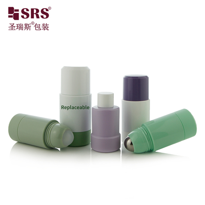 Refillable PP PCR Roll On Bottle 50ml 75ml Steel Plastic Ball