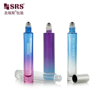 10ml 15ml Slim Round Cylinder Heavy Wall Thick Bottom Customized Glass Roll On Roller Bottle for Essential Oil and Perfume