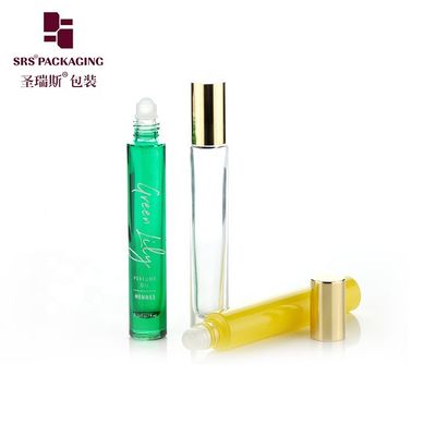 10ml Thick Wall Glass Roller Bottle with Shiny Metal Cap and Frost Surface for Custom Color Essential Oils
