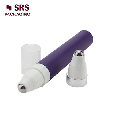 SRS 15ml purple color airless eye cream roll on bottle with steel ball
