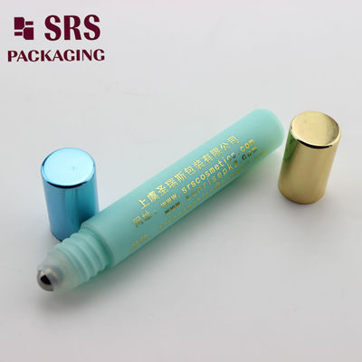 SRS empty cosmetic 8ml blue color plastic eye cream roller ball bottle